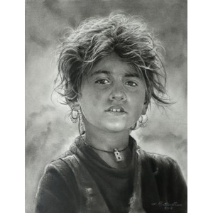 M. Rustam Khan, 14 x 18 Inch, Charcoal On Paper, Figurative Painting, AC-RUK-014